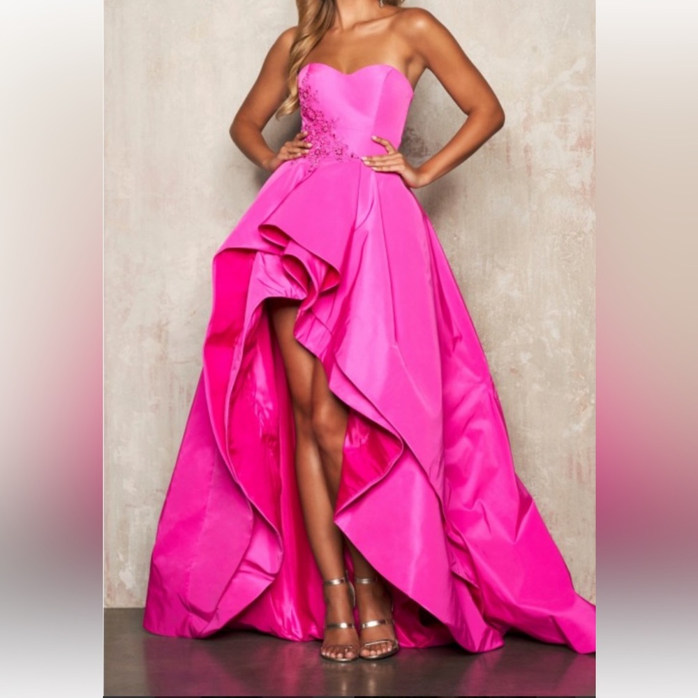 Gorgeous hi-low Alisha Hill 80096 - Sherri Hill Hot Pink gown